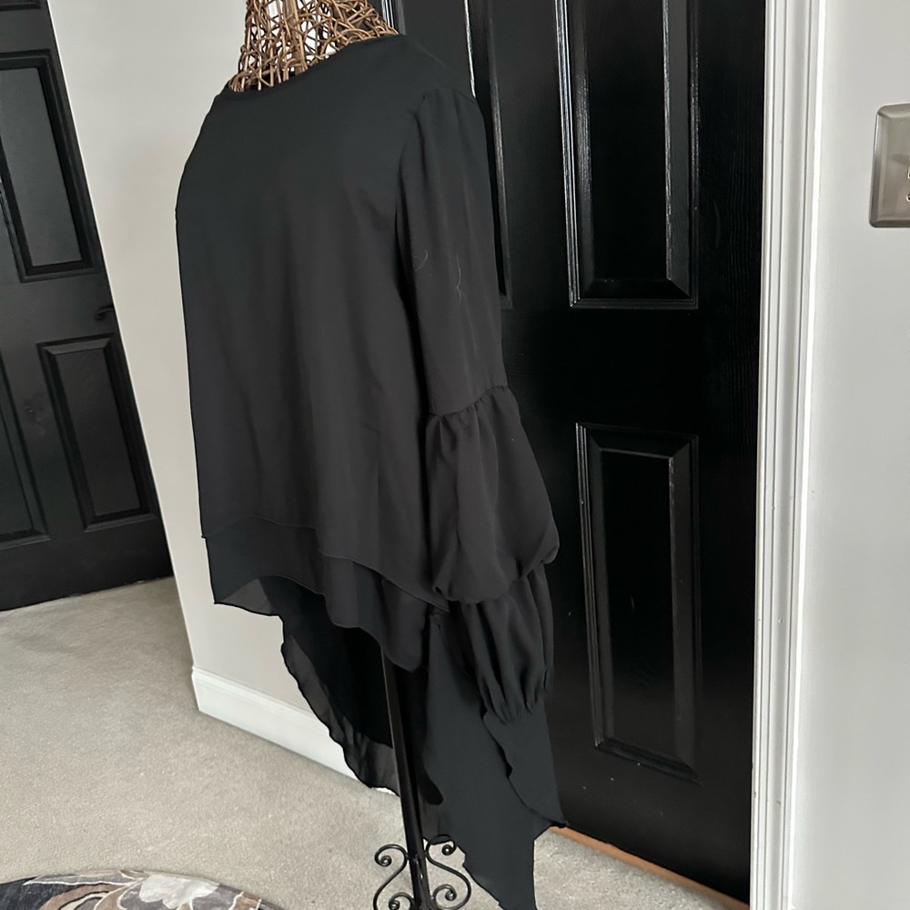 Asymmetric Black Women's Blouse